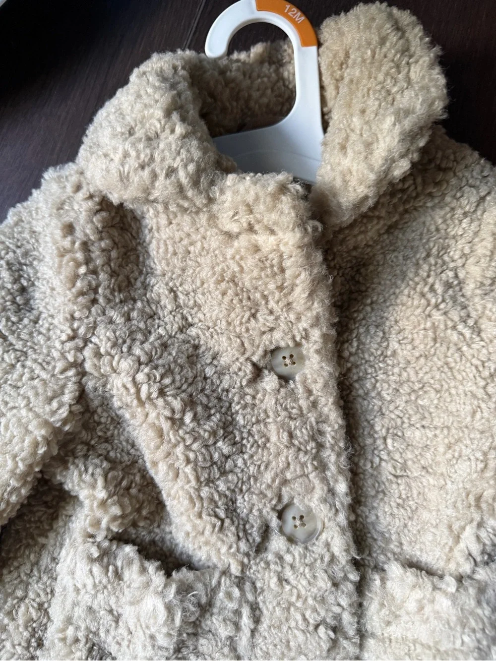 Cat & Jack Plush Sherpa Button Coat in Light Tan